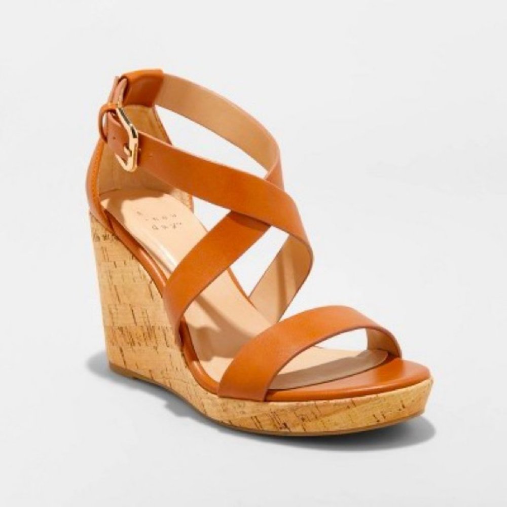 Brown Cognac Wedge Heels